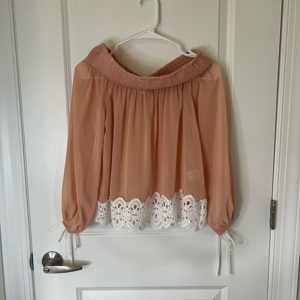 Anthropologie Sheer Coral Blouse